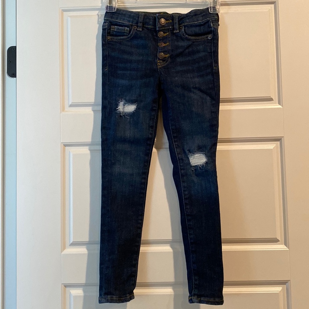 Cat & Jack Dark Washed Jeans with Holes - Size 7